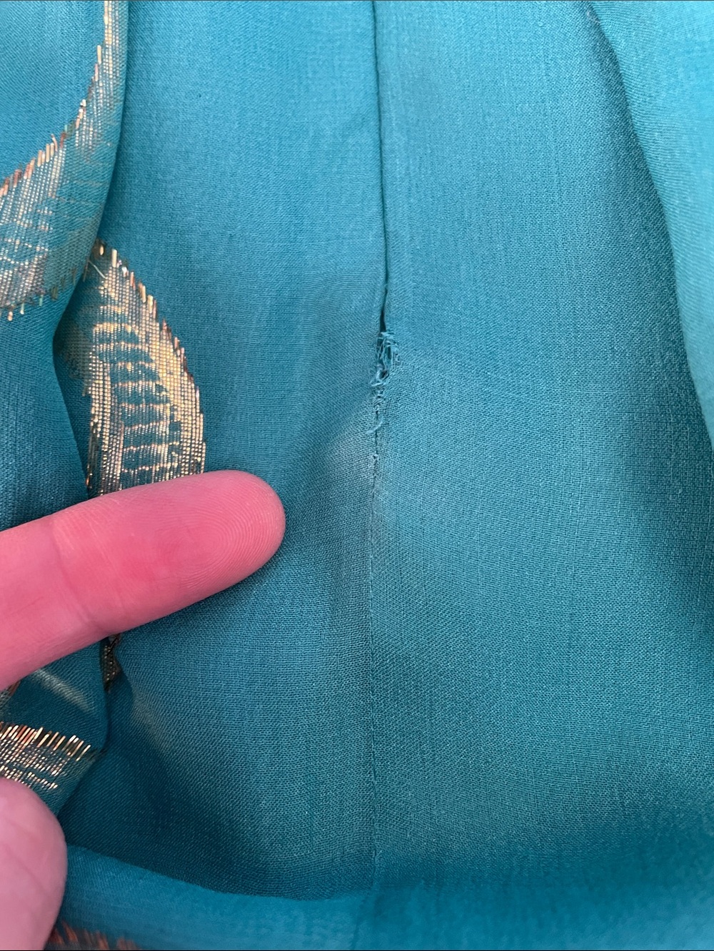NWT Silk Nicole Miller Teal Strapless Maxi Dress Gold Foil Detail Size 6 - Picture 13 of 14